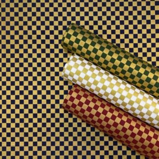 Rouleaux de 4 tissus japonais à carreaux dorés
