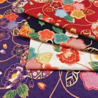Tissus japonais fleuri motif balle Temari