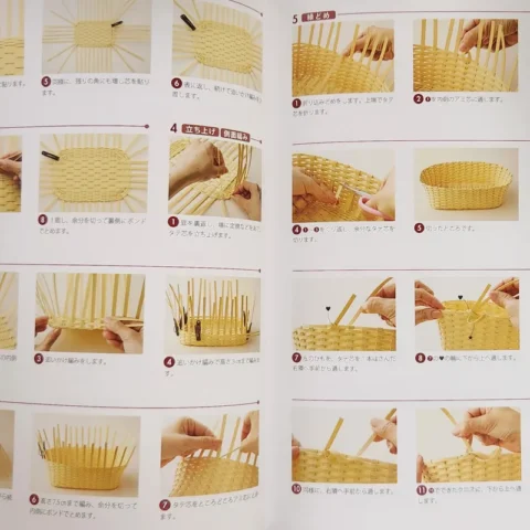 Book page with basketry tutorial