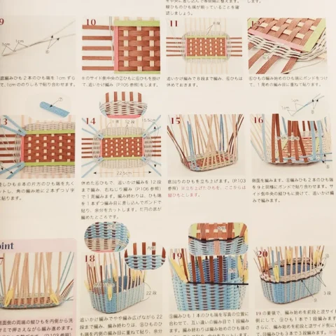 Photo tutorials for making a basket from paper basketry