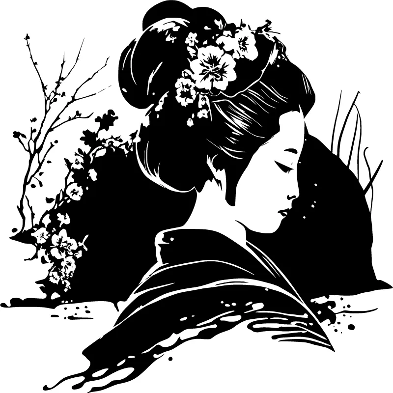 Logo de Mitsukatta boutique boutique japonaise silhouette noire de geisha